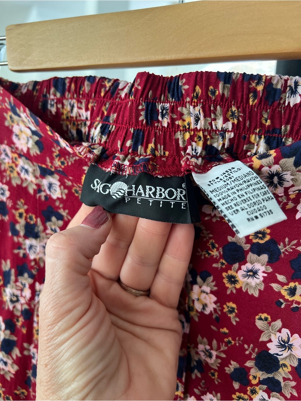 Sag Harbor Burgundy Floral Midi Skirt - Picture 5 of 8